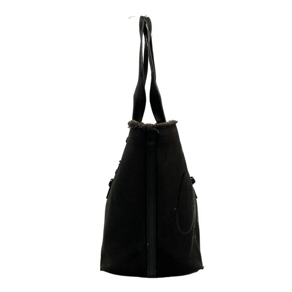 Auth CHRISTIAN LOUBOUTIN fringe bus - Black Red White Canvas Leather Tote Bag - Picture 2 of 15